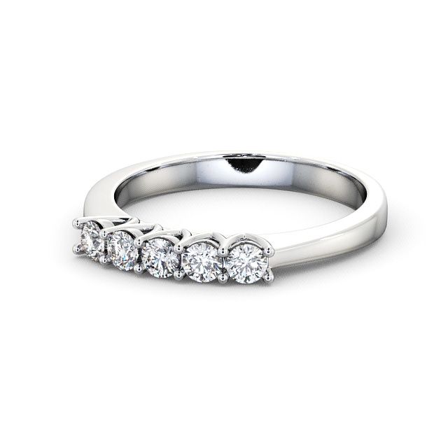 Five Stone Round Diamond Ring 9K White Gold - Airedale FV15_WG_FLAT