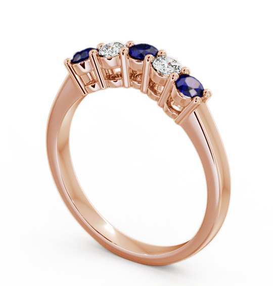Five Stone Blue Sapphire and Diamond 0.59ct Ring 18K Rose Gold - Callaly FV16GEM_RG_BS_THUMB1