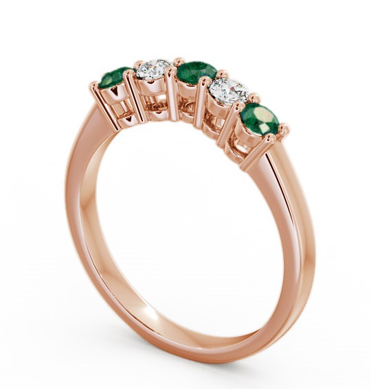 Five Stone Emerald and Diamond 0.50ct Ring 9K Rose Gold - Callaly FV16GEM_RG_EM_THUMB1