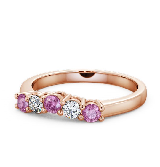 Five Stone Pink Sapphire and Diamond 0.59ct Ring 9K Rose Gold - Callaly FV16GEM_RG_PS_THUMB2 