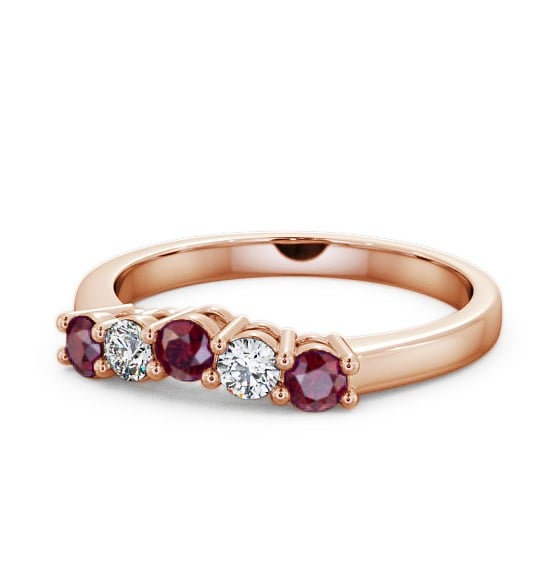  Five Stone Ruby and Diamond 0.59ct Ring 9K Rose Gold - Callaly FV16GEM_RG_RU_THUMB2 