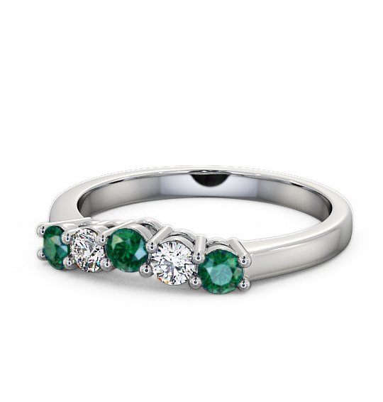  Five Stone Emerald and Diamond 0.50ct Ring 18K White Gold - Callaly FV16GEM_WG_EM_THUMB2 