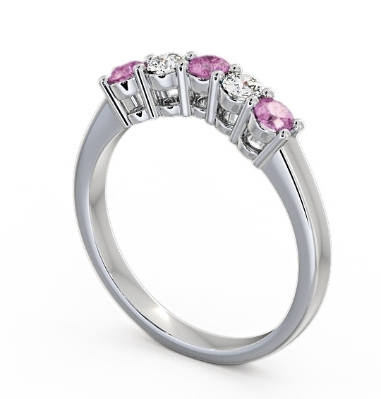 Five Stone Pink Sapphire and Diamond 0.59ct Ring Platinum - Callaly FV16GEM_WG_PS_THUMB1
