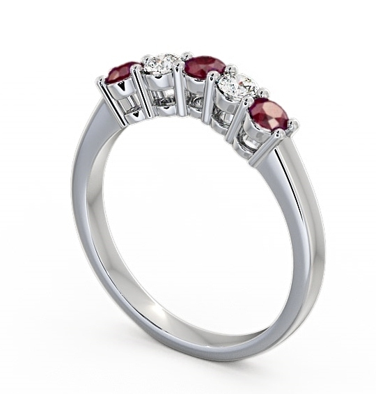  Five Stone Ruby and Diamond 0.59ct Ring 18K White Gold - Callaly FV16GEM_WG_RU_THUMB1 