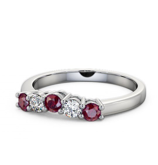  Five Stone Ruby and Diamond 0.59ct Ring 18K White Gold - Callaly FV16GEM_WG_RU_THUMB2 
