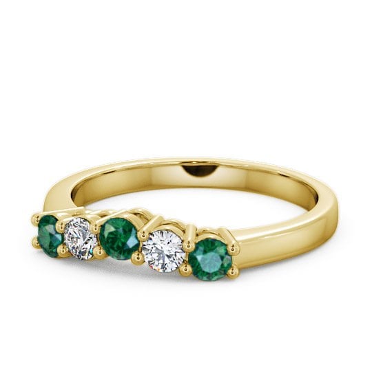 Five Stone Emerald and Diamond 0.50ct Ring 9K Yellow Gold - Callaly FV16GEM_YG_EM_THUMB2 