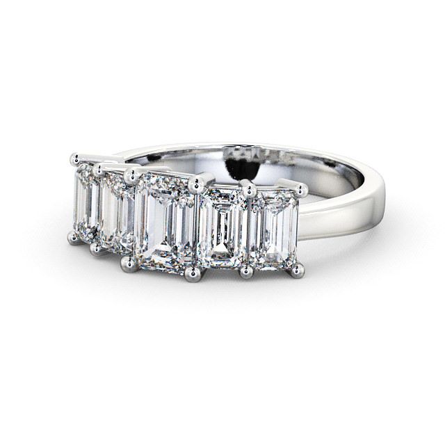 Five Stone Emerald Diamond Ring 9K White Gold - Carnaby FV17_WG_FLAT