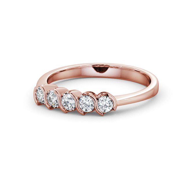 Five Stone Round Diamond Ring 9K Rose Gold - Dovenby FV18_RG_FLAT