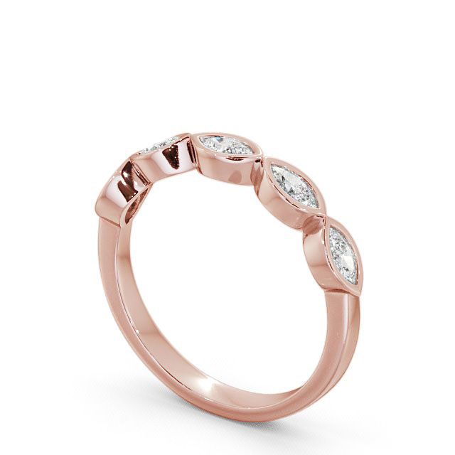 Five Stone Marquise Diamond Ring 9K Rose Gold - Penrose FV19_RG_SIDE
