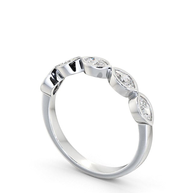 Five Stone Marquise Diamond Ring 18K White Gold - Penrose FV19_WG_SIDE