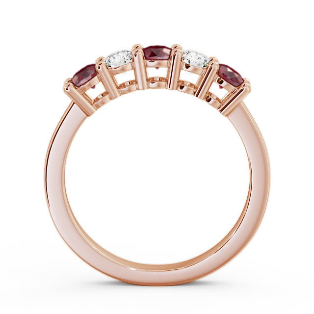 Five Stone Ruby and Diamond 0.75ct Ring 9K Rose Gold - Ailsworth FV1GEM_RG_RU_UP