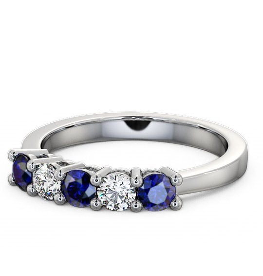 Five Stone Blue Sapphire and Diamond 0.75ct Ring 18K White Gold - Ailsworth FV1GEM_WG_BS_THUMB2 