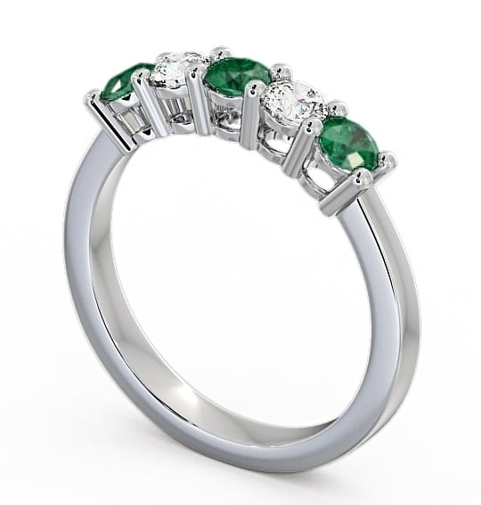  Five Stone Emerald and Diamond 0.66ct Ring 9K White Gold - Ailsworth FV1GEM_WG_EM_THUMB1 