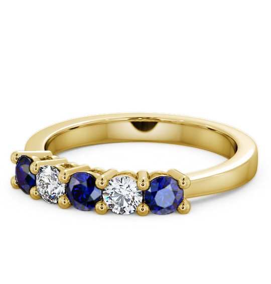  Five Stone Blue Sapphire and Diamond 0.75ct Ring 9K Yellow Gold - Ailsworth FV1GEM_YG_BS_THUMB2 
