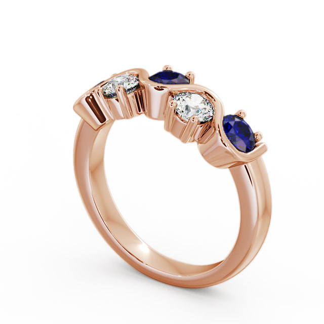 Five Stone Blue Sapphire and Diamond 0.90ct Ring 9K Rose Gold - Kingston FV21GEM_RG_BS_SIDE