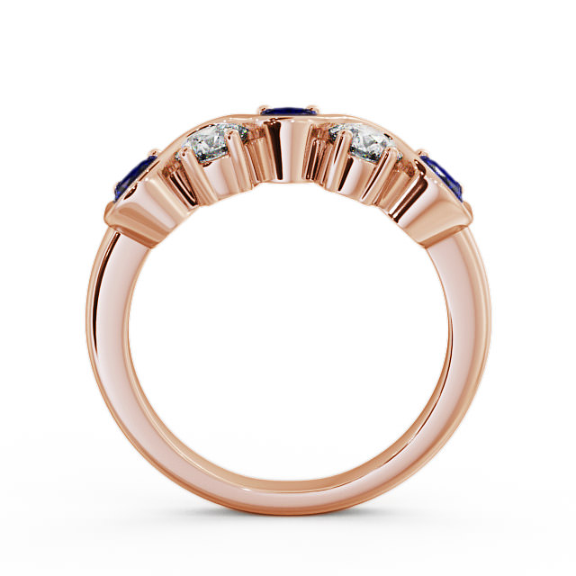 Five Stone Blue Sapphire and Diamond 0.90ct Ring 9K Rose Gold - Kingston FV21GEM_RG_BS_UP