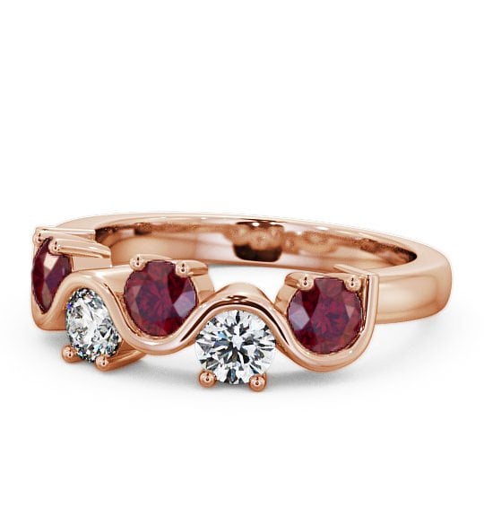  Five Stone Ruby and Diamond 0.90ct Ring 18K Rose Gold - Kingston FV21GEM_RG_RU_THUMB2 