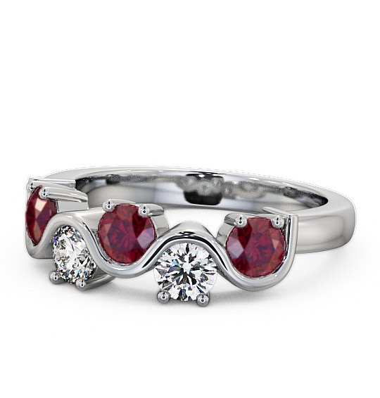  Five Stone Ruby and Diamond 0.90ct Ring Platinum - Kingston FV21GEM_WG_RU_THUMB2 