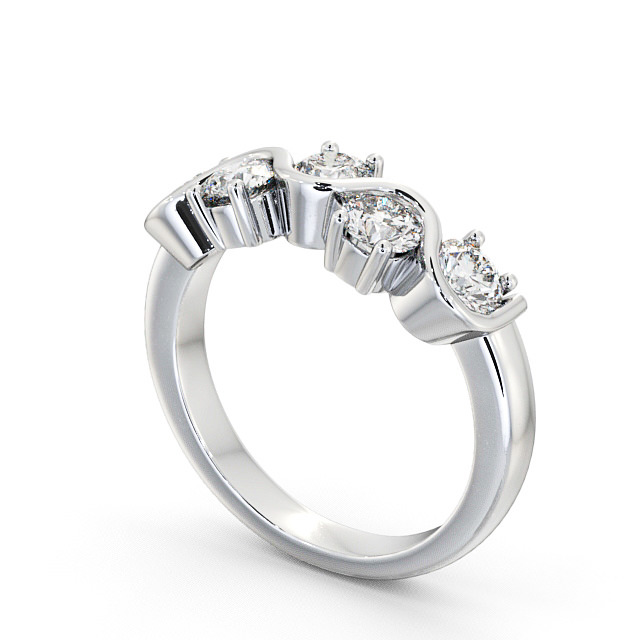 Five Stone Round Diamond Ring 18K White Gold - Kingston FV21_WG_SIDE