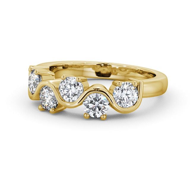 Five Stone Round Diamond Ring 18K Yellow Gold - Kingston FV21_YG_FLAT
