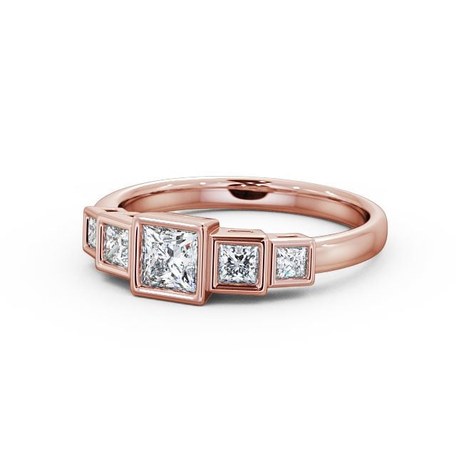 Five Stone Princess Diamond Ring 9K Rose Gold - Nevis FV22_RG_FLAT