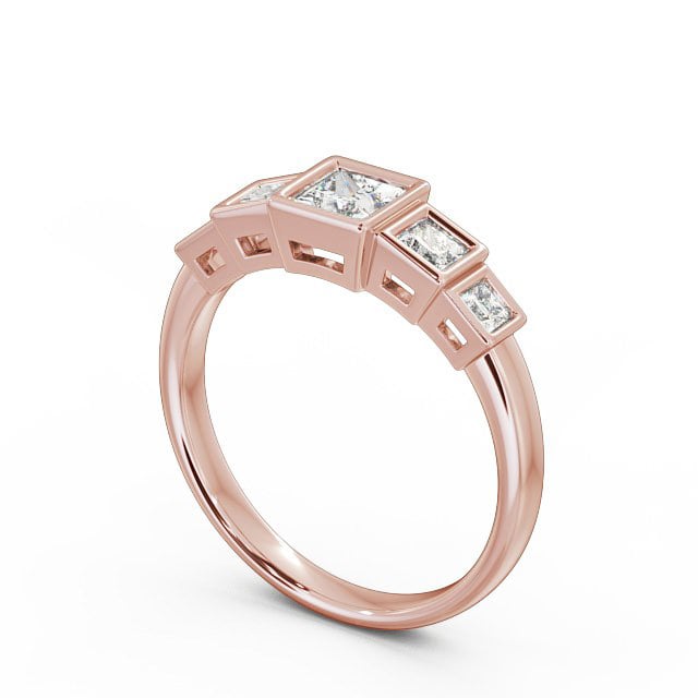 Five Stone Princess Diamond Ring 9K Rose Gold - Nevis FV22_RG_SIDE