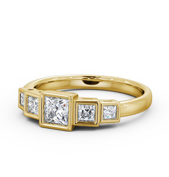  Five Stone Princess Diamond Ring 9K Yellow Gold - Nevis FV22_YG_THUMB2 