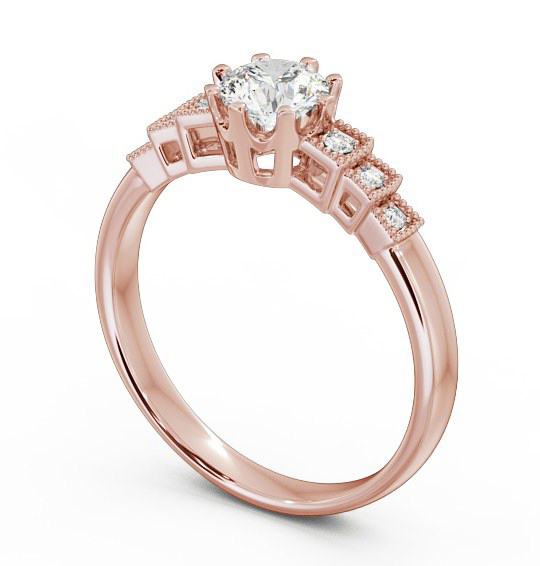 Vintage Round Diamond Engagement Ring 9K Rose Gold Solitaire - Atina FV25_RG_THUMB1
