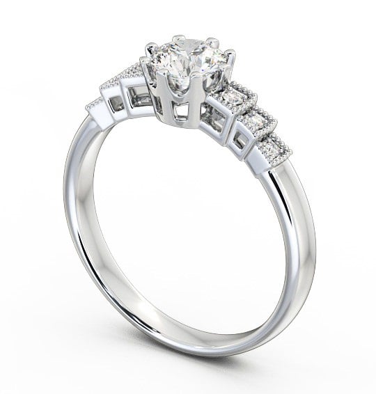 Vintage Round Diamond Engagement Ring 9K White Gold Solitaire - Atina FV25_WG_THUMB1