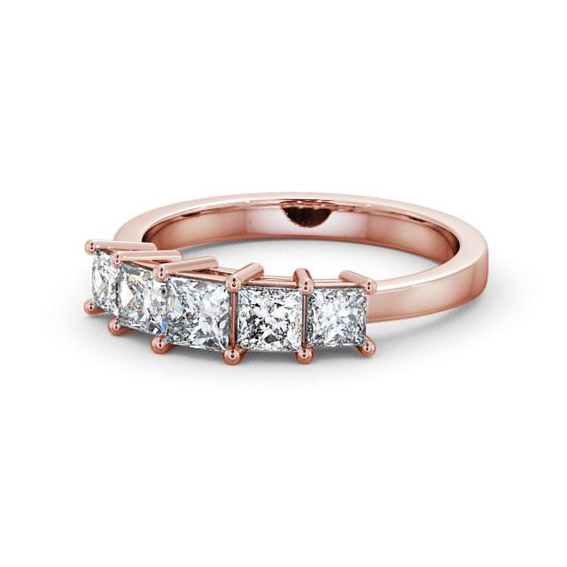 Five Stone Princess Diamond Ring 9K Rose Gold - Bridgemont FV3_RG_FLAT