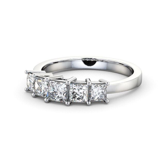 Five Stone Princess Diamond Ring Platinum - Bridgemont FV3_WG_FLAT