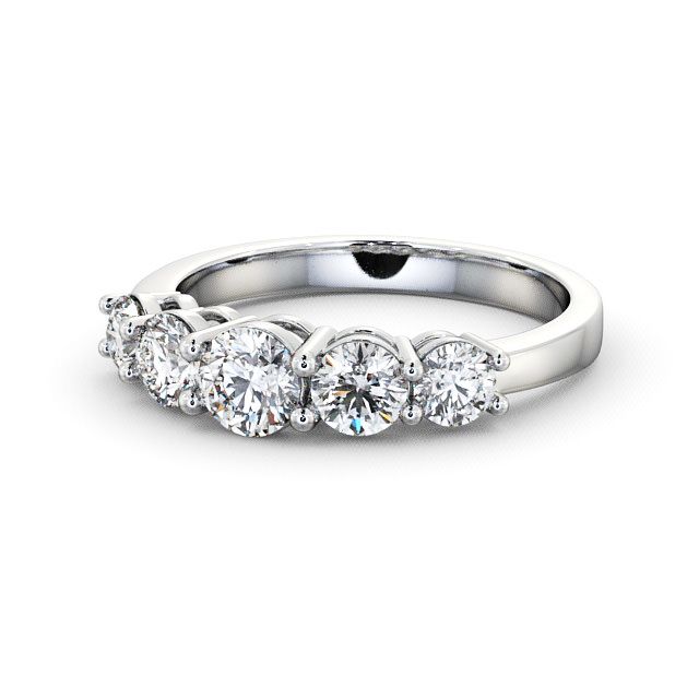 Five Stone Round Diamond Ring Platinum - Portobello FV4_WG_FLAT