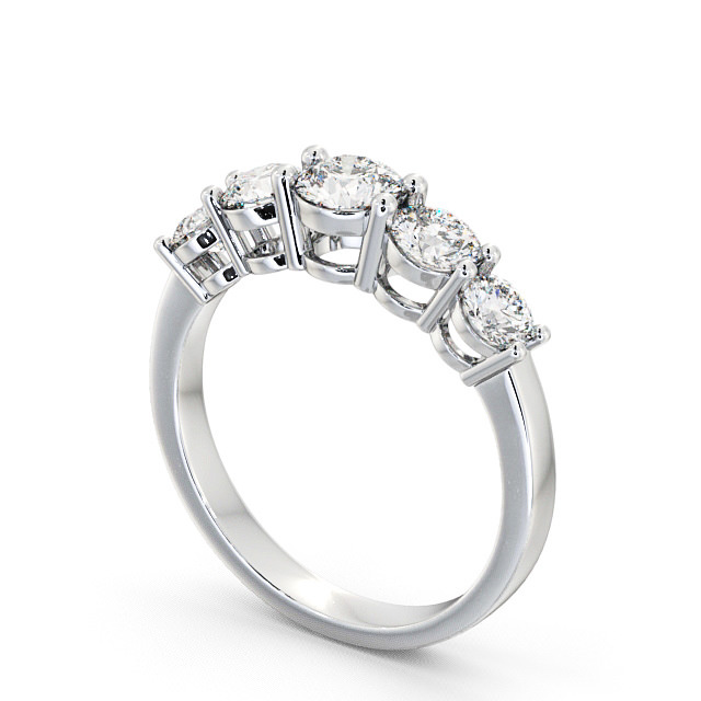 Five Stone Round Diamond Ring 9K White Gold - Portobello FV4_WG_SIDE