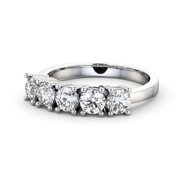 Five Stone Round Diamond Ring 9K White Gold - Sowerby FV5_WG_FLAT