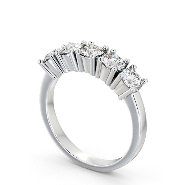 Five Stone Round Diamond Ring Platinum - Sowerby FV5_WG_SIDE