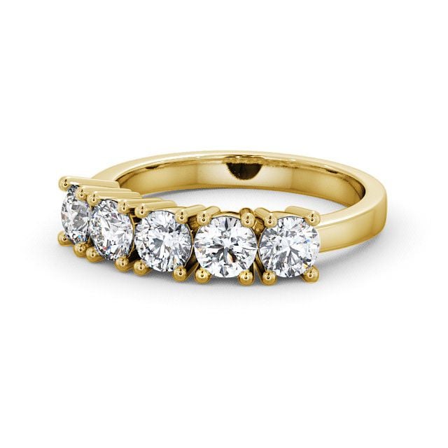 Five Stone Round Diamond Ring 9K Yellow Gold - Sowerby FV5_YG_FLAT