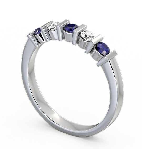Five Stone Blue Sapphire and Diamond 0.41ct Ring 18K White Gold - Hawnby FV6GEM_WG_BS_THUMB1