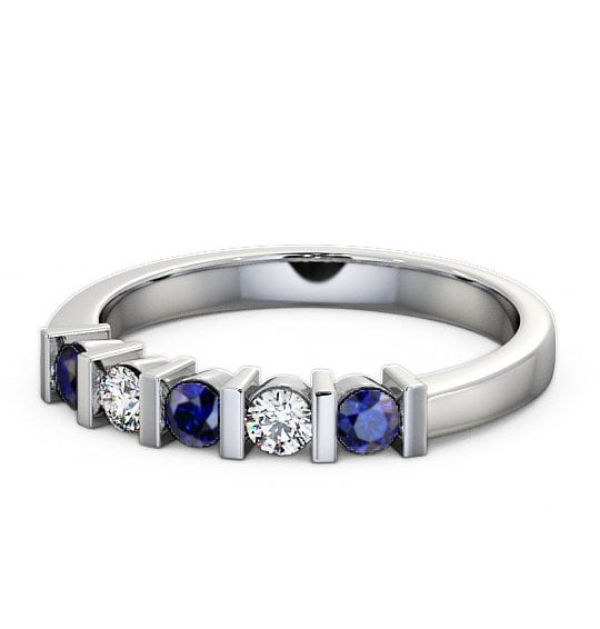  Five Stone Blue Sapphire and Diamond 0.41ct Ring 18K White Gold - Hawnby FV6GEM_WG_BS_THUMB2 