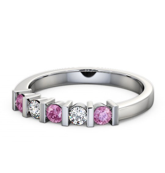  Five Stone Pink Sapphire and Diamond 0.41ct Ring 18K White Gold - Hawnby FV6GEM_WG_PS_THUMB2 