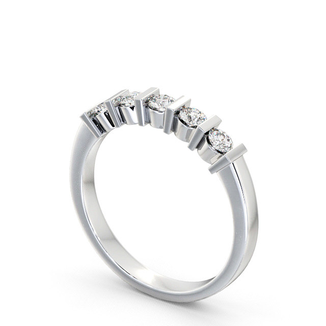 Five Stone Round Diamond Ring 18K White Gold - Hawnby FV6_WG_SIDE