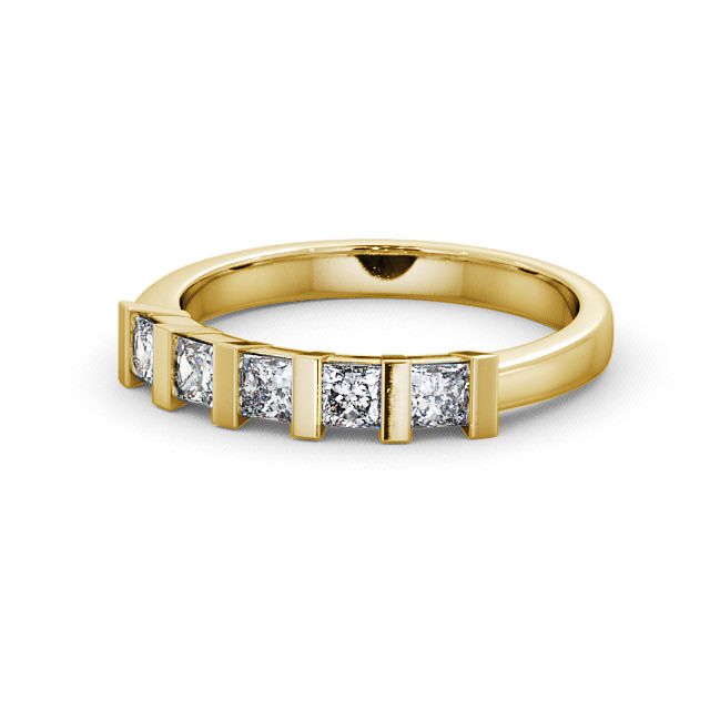 Five Stone Princess Diamond Ring 18K Yellow Gold - Advie FV8_YG_FLAT