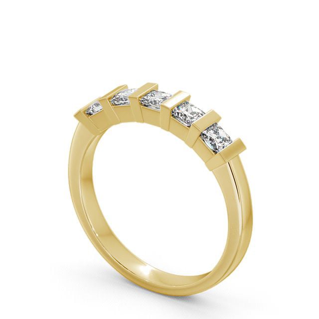 Five Stone Princess Diamond Ring 18K Yellow Gold - Advie FV8_YG_SIDE