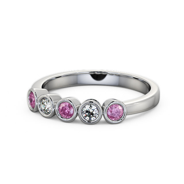 Five Stone Pink Sapphire and Diamond 0.41ct Ring Platinum - Avebury FV9GEM_WG_PS_FLAT