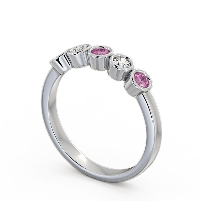 Five Stone Pink Sapphire and Diamond 0.41ct Ring Platinum - Avebury FV9GEM_WG_PS_SIDE