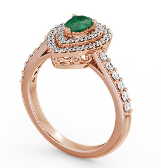 Halo Emerald and Diamond 0.92ct Ring 18K Rose Gold - Elvira GEM11_RG_EM_THUMB1