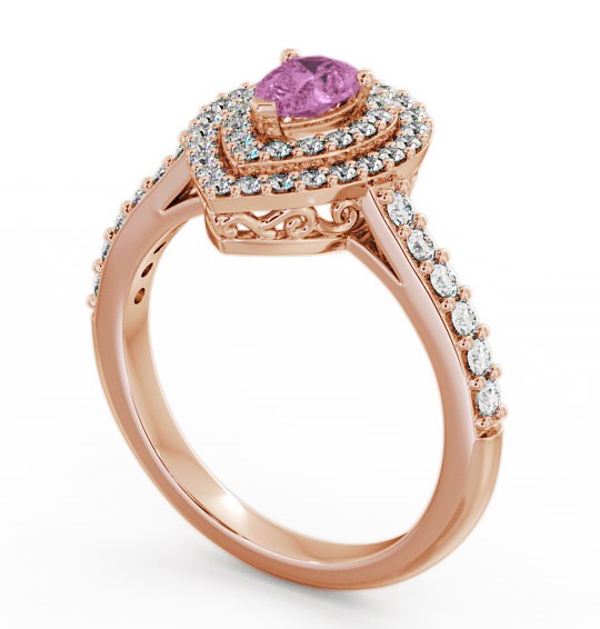 Halo Pink Sapphire and Diamond 0.97ct Ring 9K Rose Gold - Elvira GEM11_RG_PS_THUMB1