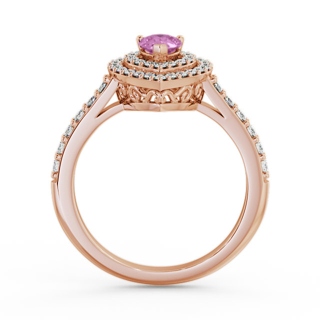 Halo Pink Sapphire and Diamond 0.97ct Ring 9K Rose Gold - Elvira GEM11_RG_PS_UP