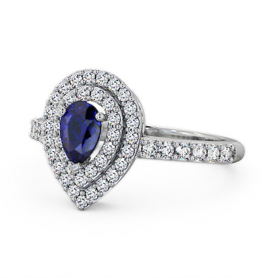  Halo Blue Sapphire and Diamond 0.97ct Ring Palladium - Elvira GEM11_WG_BS_THUMB2 