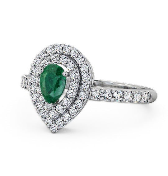  Halo Emerald and Diamond 0.92ct Ring 18K White Gold - Elvira GEM11_WG_EM_THUMB2 