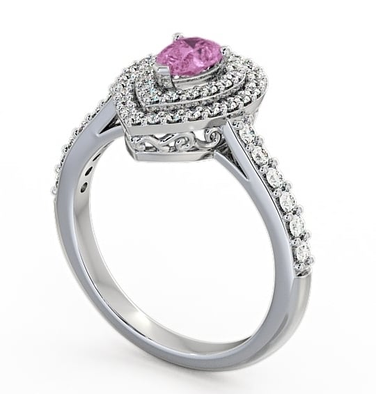  Halo Pink Sapphire and Diamond 0.97ct Ring 18K White Gold - Elvira GEM11_WG_PS_THUMB1 